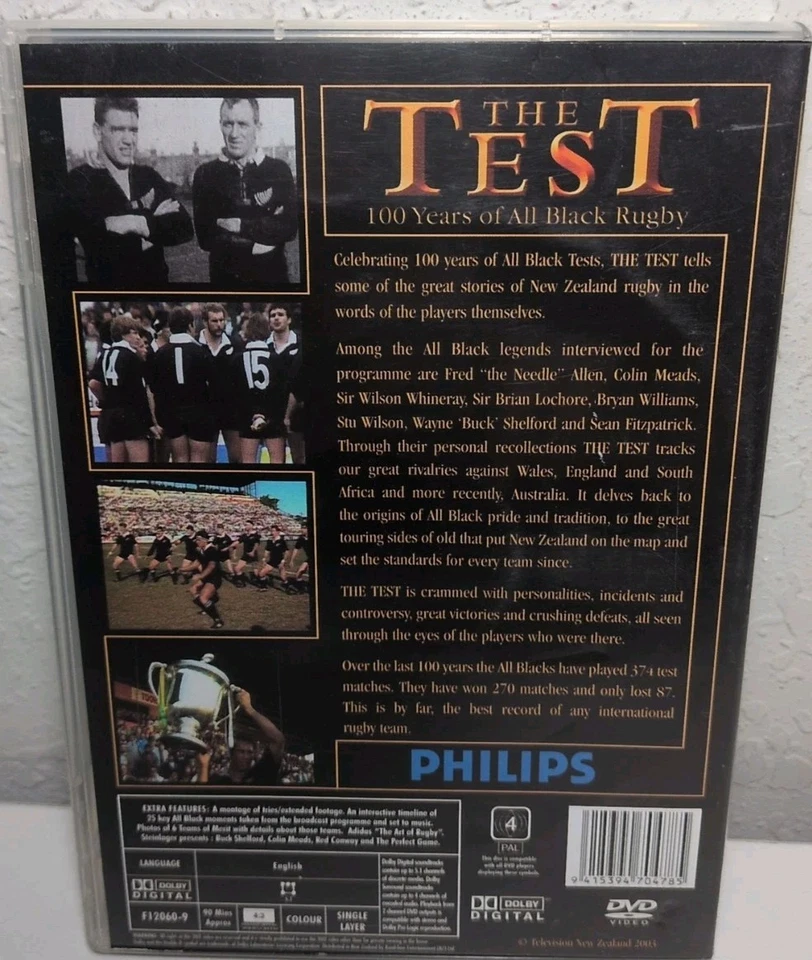 The Test - 100 Years Of All Black Rugby DVD Region 4 Rare - R9 Foto 2 de 2