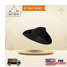 Elegant Black Felt Tricorn Hat for Pirate-Themed Parties - One Size Fits Most