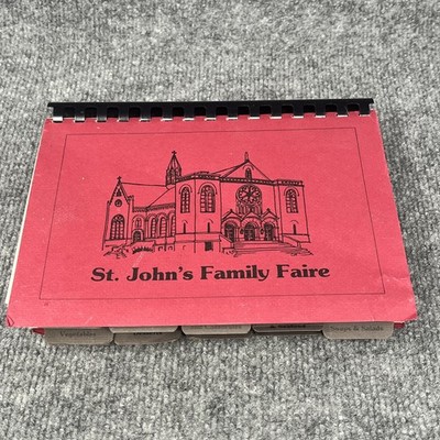 St. John's Family Faire Community Cookbook Spiral Bound Recipes Vintage