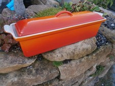 CAST IRON LE CRUSET LIDDED  32CM VOLCANIC ORANGE MEAT LOAF PATE TERRINE DISH POT