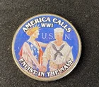 Colorized Kennedy JFK Half Dollar World War I America Calls Enlist In The Navy