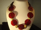 VTG.PHILIPPE FERRANDIS FRANCE,HEAVY,RUBY RED &GOLD,NECKLACE DOUBLE SIDED,PERFECT