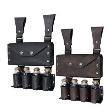 Medieval Leather Steampunk Belt Alchemy Potion 4 Cork Bottle Holder Larp Costume