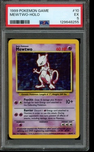 PSA 5 EX Pokemon Mewtwo Base Set Holo 10/102