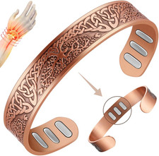 Copper Bracelet 9X Strength 99 Pure Copper 5000 Gauss Magnets Adjustable