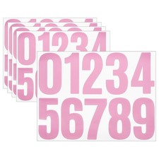 5 Sheets Vinyl House Numbers 4 Inch Self-Adhesive Number Stickers, Pink