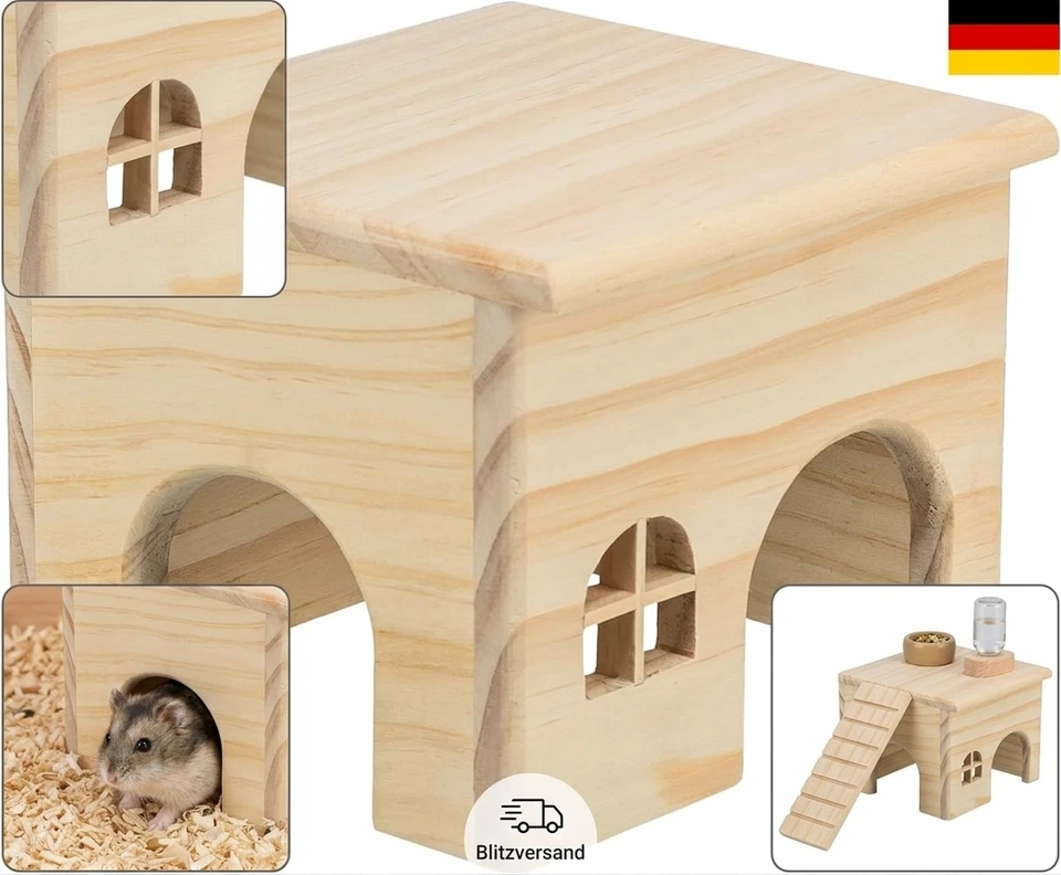 Trixie Kleintier-Haus aus Holz - für Mäuse und Hamster - nagelfrei - Eingänge 6 - Bild 1 von 1