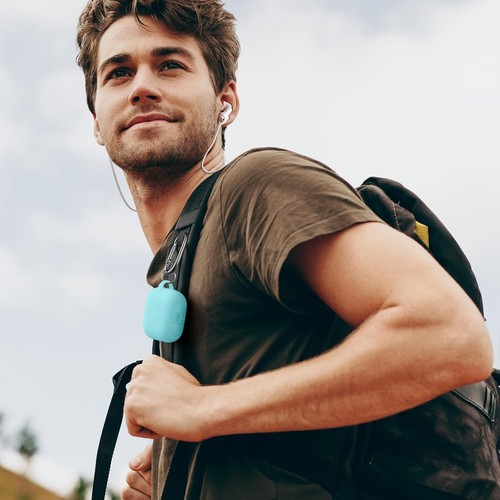 Funda protectora de silicona suave para AirPods 4 con llavero y correa antipérdida - Imagen 11 de 11