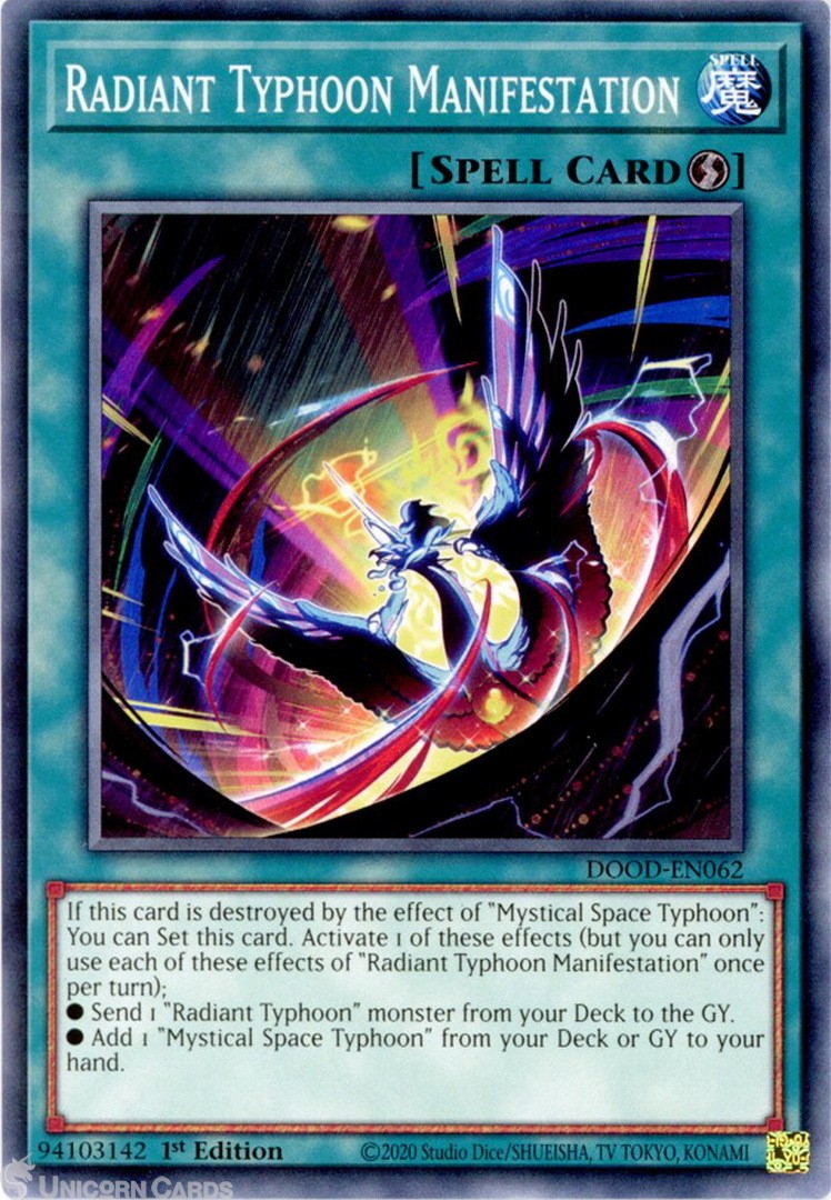 DOOD-EN062 Radiant Typhoon Manifestation : Common 1st Edition Mint YuGiOh Card