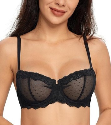 Lemorosy Balconette BH Gr. 34B Bügel seitlich gepolstert Push Up tief geschnitten sexy