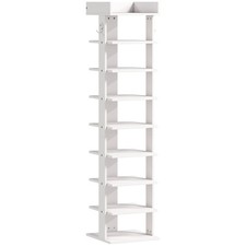 HOMCOM Shoe Rack 9-Tier Shoe Storage Organiser Top Tray Guardrail 2 Hooks 30 x