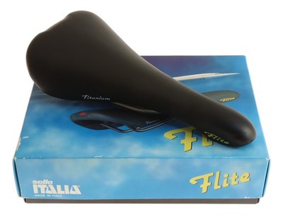 Selle Italia Flite Saddle Titanium Rail Black Leather 1990 NIB NOS