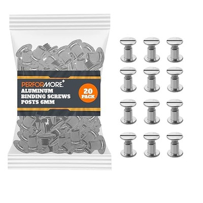 20 Pack of Chicago Screw Post Binding Screws, 6Mm Nickel Plated Metal Screw Post