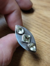 11.5 Gram Unique Sterling Silver Peridot Ring Sz 7 1/2