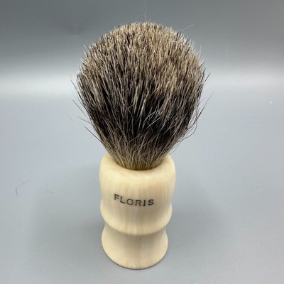 Vintage Floris Pure Badger Shave Brush Made In England J1 (Ivory Look) Shaving