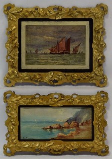 Old paintings set of 2 pieces oil landscapes.