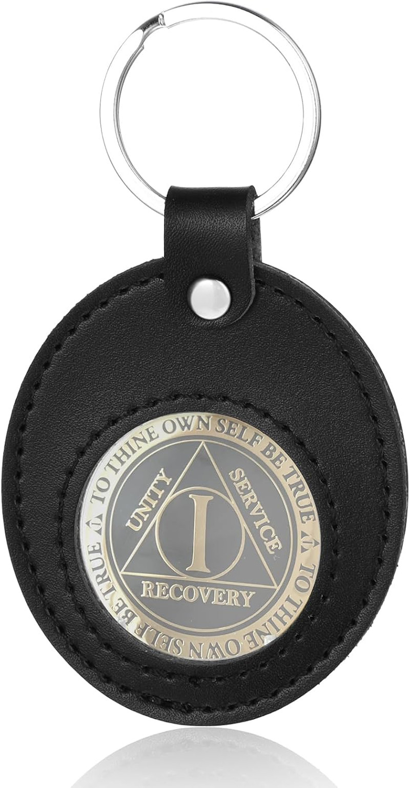 PU Leather AA Coin Holder Keychain for AA Medallion Standard Challenge Coin Reco