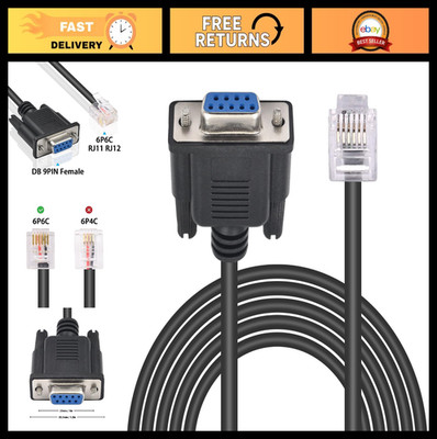 DB9 to RJ11 Serial Adapter Cable - RS232 Female to RJ12 6P6C, 6FT Network Contro