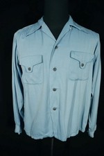 Vintage 1950's Blue Rayon Gabardine Shirt Size Small Excellent Condition