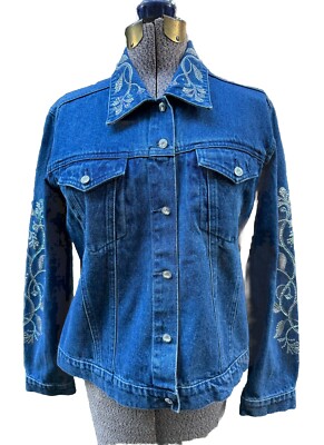 ジャケット・アウター CHRISTINE ALEXANDER made with SWAROVSKI Christine Alexander Denim Jacket Swarovski Crystal Size Large