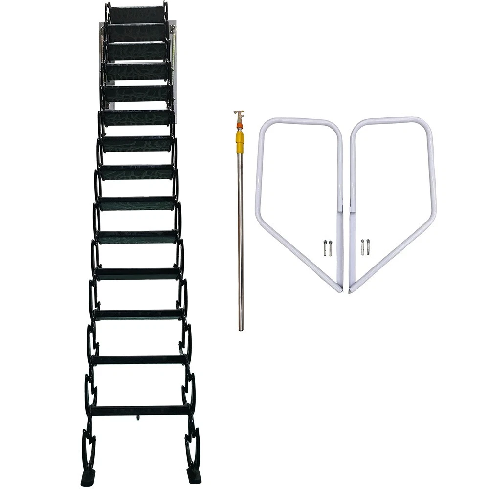 11.5Ft Wall Mounted Telescopic Folding Ladder Foldable Stairs