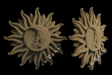 3D STL Model SUN & MOON for CNC Router 3D Printer Engraver Carving Aspire Cut 3D