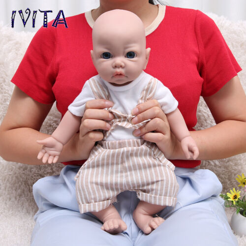 IVITA 17'' Soft Full Body Silicone Reborn Baby Doll Handmade Lifelike Boy Baby - Picture 2 of 6