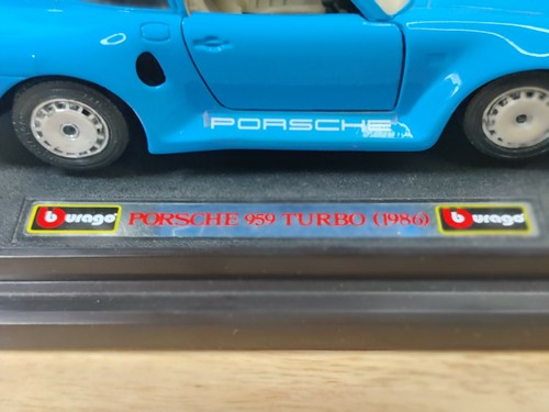 Burago 🔥PORSCHE 959 TURBO (1986)🔥 Baby Aqua Teal Supercars Model Car Display🔥 - Picture 9 of 12