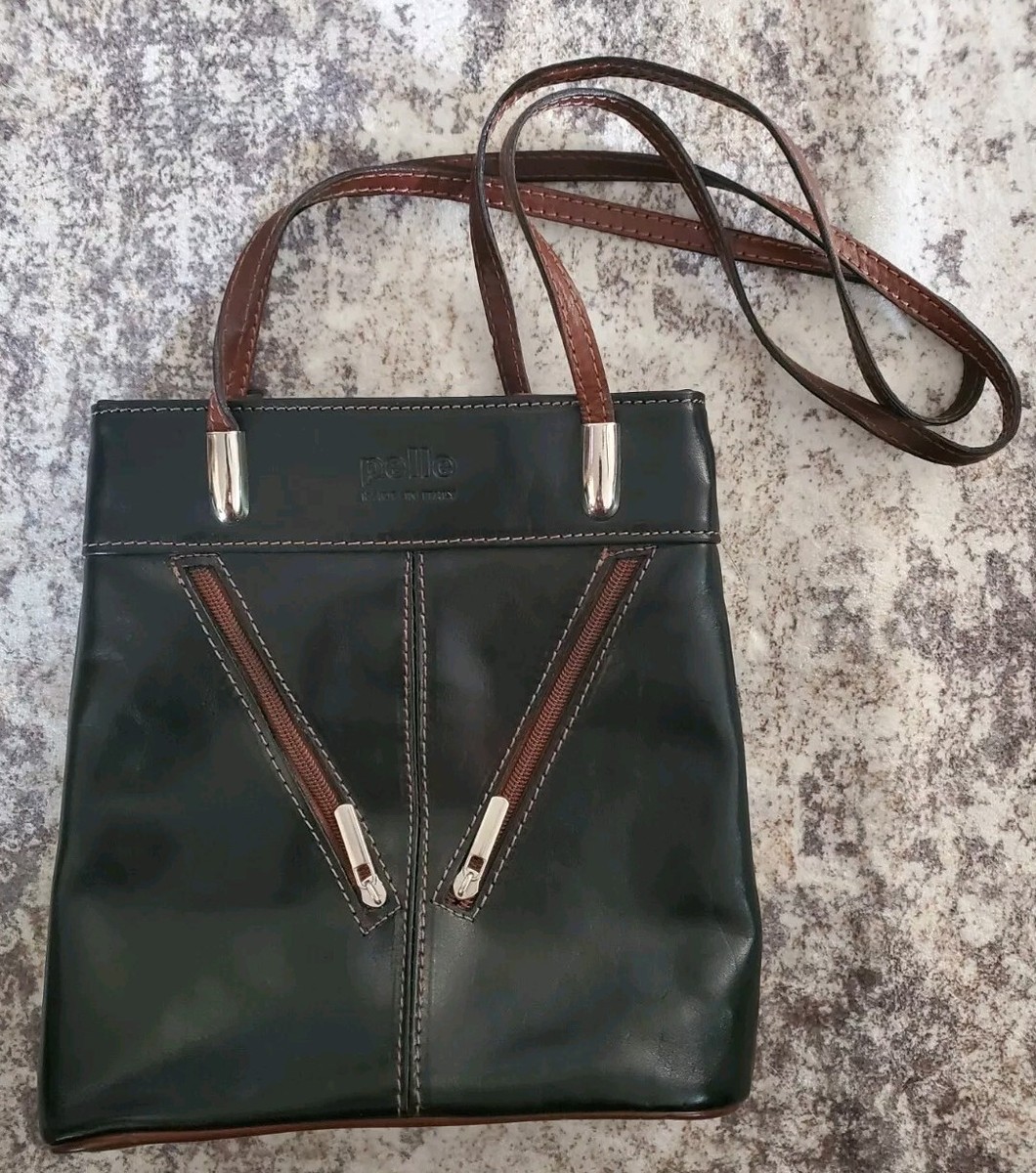 Vera Pelle トートバッグ Vintage Vera Pelle Black & Red Italian Leather Convertible
