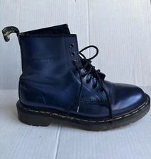 DR. MARTENS 11821 Navy Blue Smooth Leather 8 Eye Combat Boots Women's Sz US 11