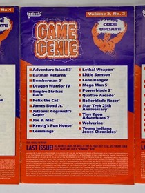 Vintage NES Game Genie Code Update Volume 2 No. 1-3 Cheats Books GALOOB Nintendo