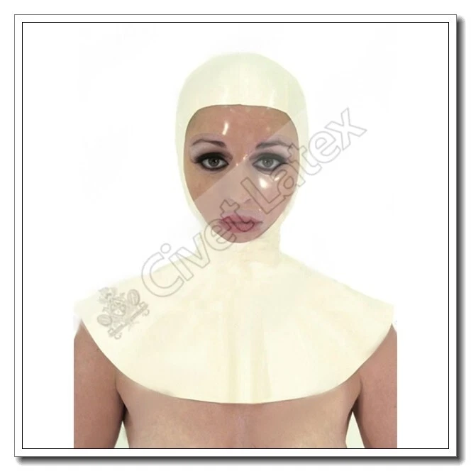 Latex Rubber Rubber Hoods Masks Nun Style Transparent Face White Color A64