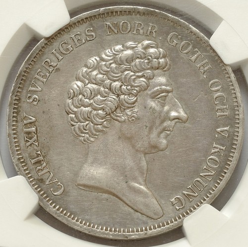 SWEDEN 1 RIKSDALER SPECIE 1831 KARL XIV JOHAN NGC AU DETAILS