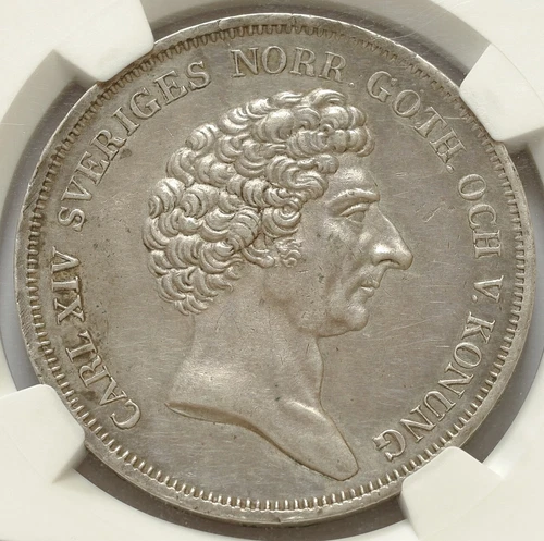 SWEDEN 1 RIKSDALER SPECIE 1831 KARL XIV JOHAN NGC AU DETAILS