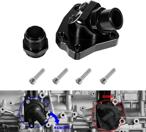 Carcasa termostato cuello giratorio manguera radiador para Honda K-Series K20 K24 - negro - Imagen 15 de 15