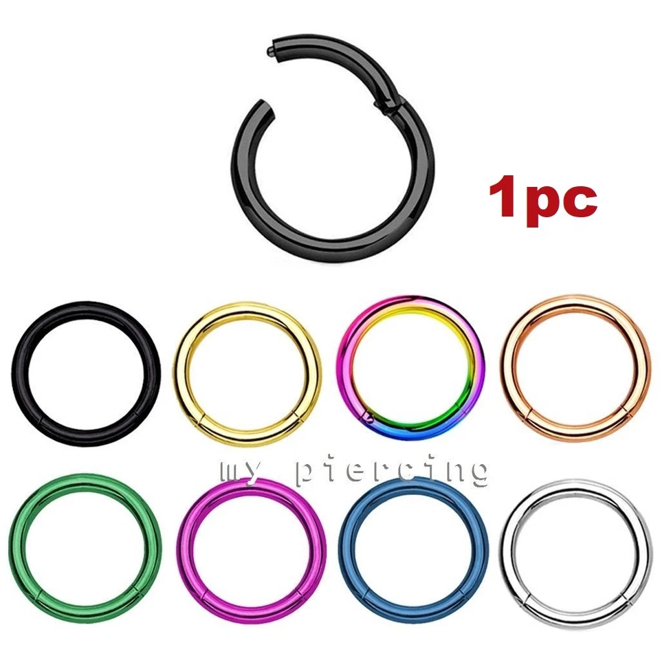 Pendiente aro anillo segmento sin costuras con bisagras cartílago tragus labret tabique Foto 2 de 4