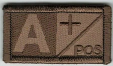 Brown Tan Blood Type A+ Positive Patch VELCRO® BRAND Hook Fastener Compatible