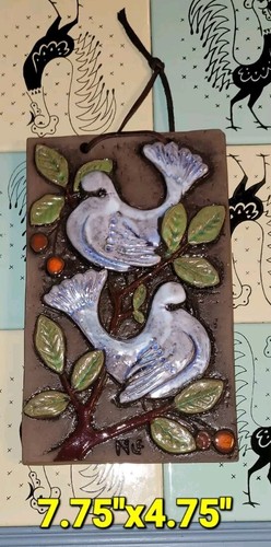 Vtg Birds NINNIE FORSGREN BROMMA KERAMIK OF SWEDEN WALL PLAQUE Stoneware - Picture 2 of 8