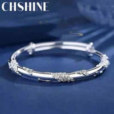 925 sterling silver blooming flowers bracelet Bangle for women fashion jewelry