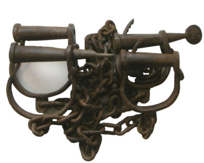 San Quentin Iron Prisoner Transfer Leg and Handcuffs and Keys Antique Finish  