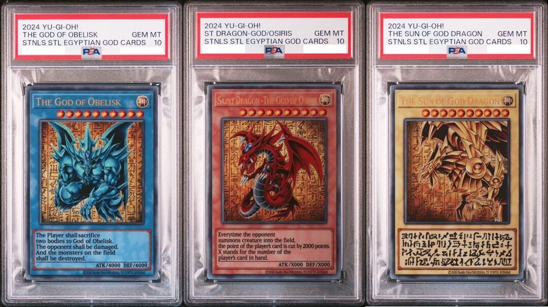 PSA10 Yu-Gi-Oh God Cards Slifer Obelisk Ra Stainless Steel Set 3