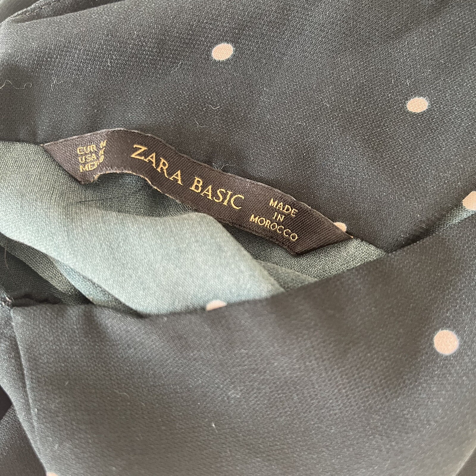 Zara Basic Keyhole Back Dark Green/Pink Polka Dot… - image 5