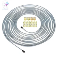 1/4 OD 25ft Coil Roll & 16 Tube Nut Fittings Brake Line Tubing Kit Free shipping