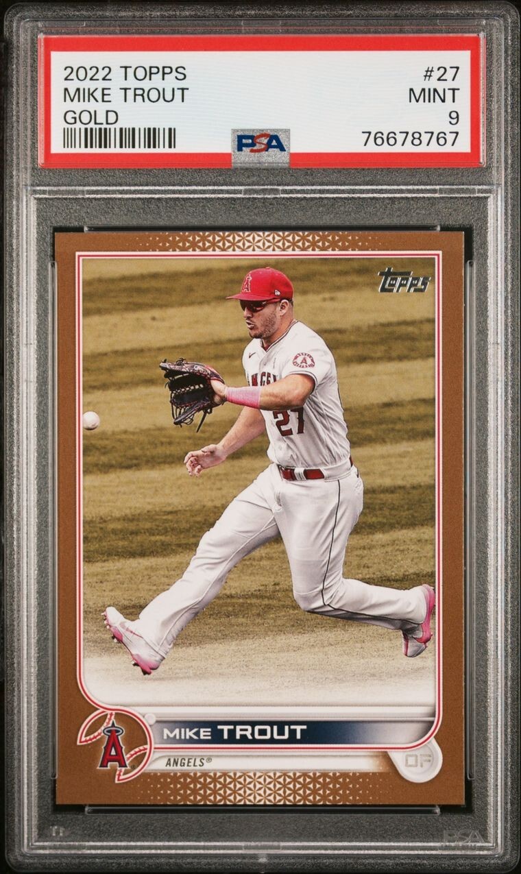 2022 Topps Mike Trout 27 Los Angeles Angels Gold /2022 PSA 9 MINT