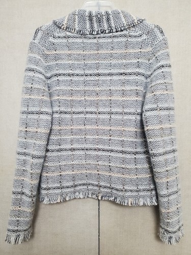 Banana Republic Women's Gray Wool Angora Blend Fringed Cardigan Size Large - Picture 7 of 10
