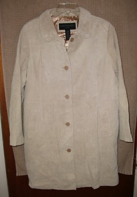Centigrade Suede Women's Leather Jacket Trench Coat Size Petite Large