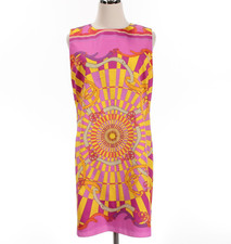 Rani Arabella NWD Printed Sleeveless Dress Size L Pink/Yellow/Multi 100% Cotton
