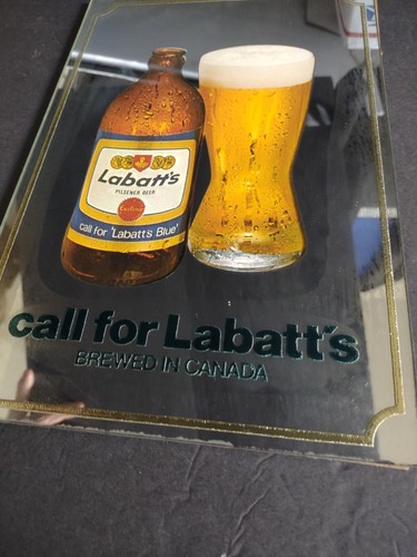 Vtg Labatts Pilsner Beer Bar Advertising Mirror "Call For Labatt's" Man Cave B2 - Picture 8 of 16