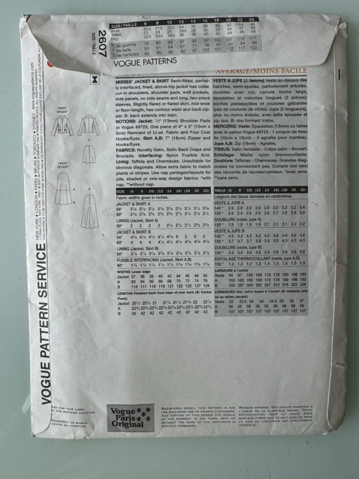 SALE: VOGUE Patterns V2607 GUY LAROCHE- PARIS  Gr. 12-14-16 - 38-40-42 Abendmode - Bild 2 von 2