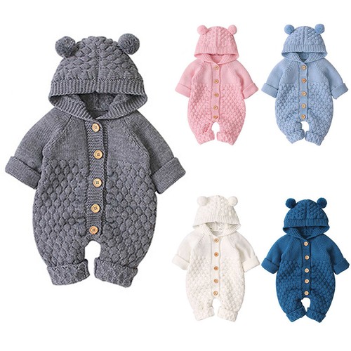 Newborn Baby Boy Girl Bear Hooded Knit 